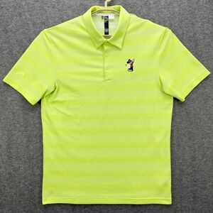 Adidas Disney Shirt Mens Medium Neon Yellow Stripe Mickey Mouse Golf‎ Polo M